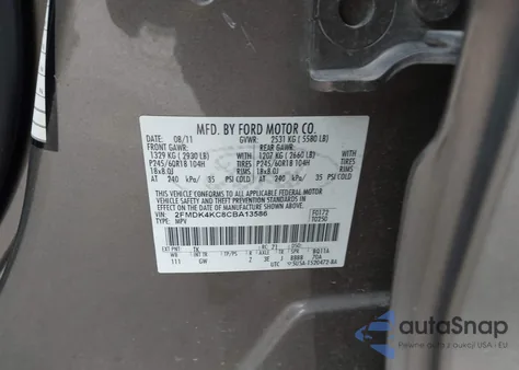 2012 Ford Edge Limited z USA, uszkodzony, nr VIN 2FMDK4KC8CBA13586